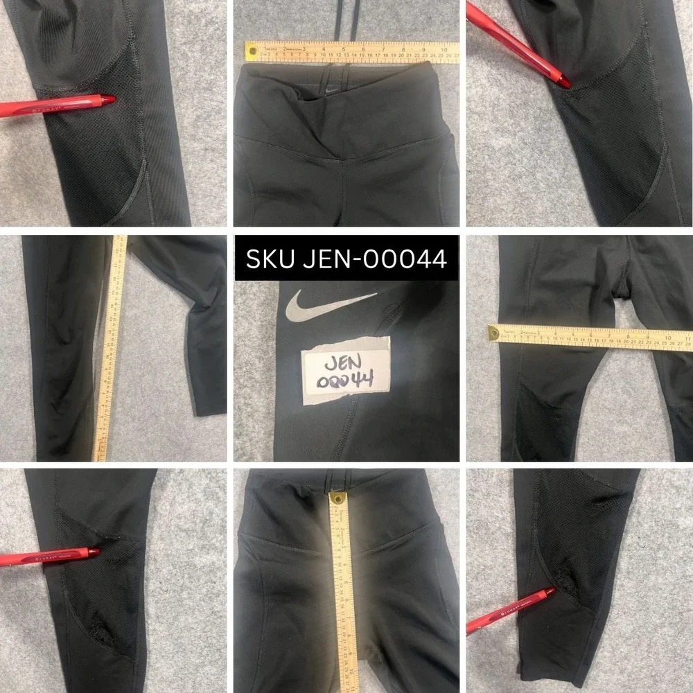 Nike Dri-FIT Running Leggings XS Black Mesh‎ Panels Pocket